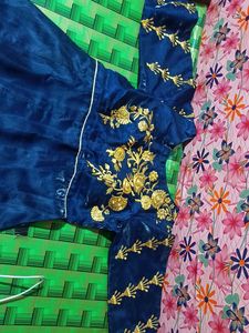 Blue &amp; Red Embroidered Gown