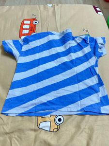 H&amp;M Blue Striped And Cream  Baby Tee -pack Of 2