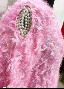 Sober Party Wear Designer Feathery Gown