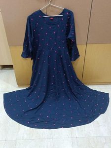 Heavy Flared Blue Embroidered Gown