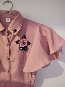 Pink Ruffle Sleeve Dress