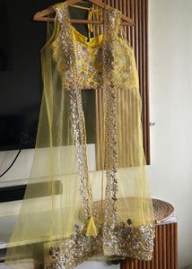 Yellow Palazzo - Choli Set with Net Jacket