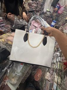 White Handbag w/ Gold Chain