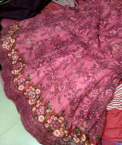 Embroidered Lehenga &amp; Choli With Necklace Free