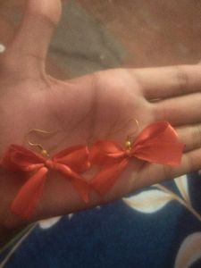 Red Bow Earrings