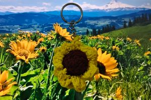 Selling Handmade Crochet Sunflower Keychain