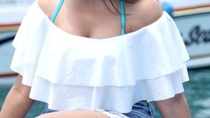 White Drilled Off Shoulder Padded Top