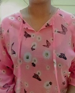 Pink Butterfly Fashionable Top