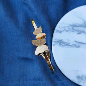 Golden Twin Butterfly Cuff Bracelet