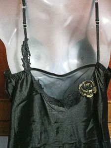 Black Satin Night Slip