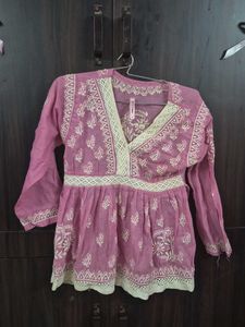 Pink Embroidered Tunic Top
