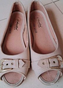 Dhalia Peep-Toe Flats with Buckle
