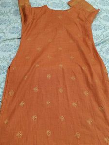 Orange Printed Kurta