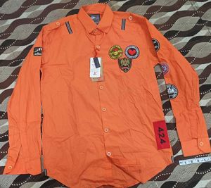 Orange Embellished New Shirt