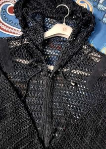 BLACK KNIT HOODIE JACKET