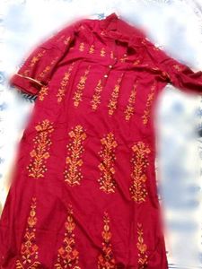 Maroon Embroidered Kurta