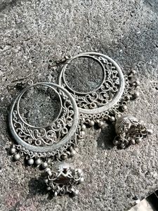 Silver Flower Statement Earrings