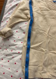 Cream V-Neck Knit Sweater