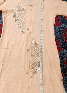 Peach Embroidered Kurta
