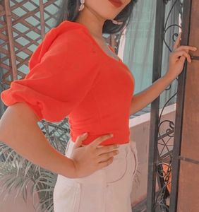 SHEIN Puff Sleeves Top 🍊