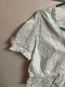 White Eyelet Crop Top - Size S