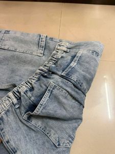 Acid Wash Wide Leg Cargo Jeans