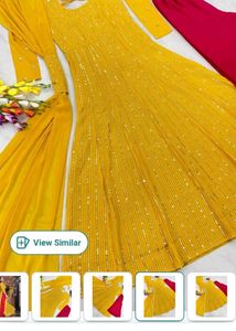 Elegant Yellow Anarkali 3pc Suit Set