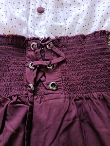 Cute Polka Dot Top Maroon Skirt
