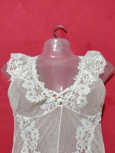 White Floral Lace Bodysuit Size: M