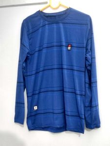 Men's Blue Full Sleeve Striped T-Shirt – Casual