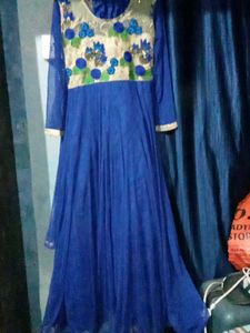 Blue Floral Embroidered Kurta Set