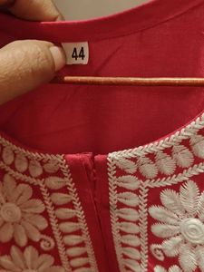 Lucknow Chikankari Handwork Embroidery Pink Kurta