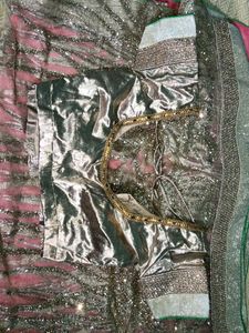 Shimmering Pink &amp; Silver Saree