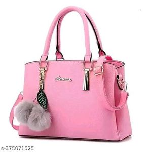 Pink Handbag with Pom-Pom Charm