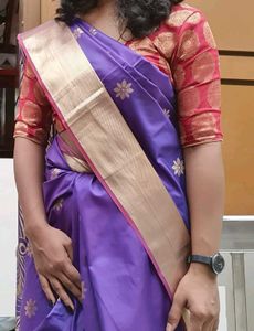 Blue Floral &amp; Peacock Saree
