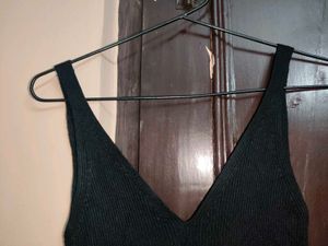 Mango V neck Black Knitted Tank Top