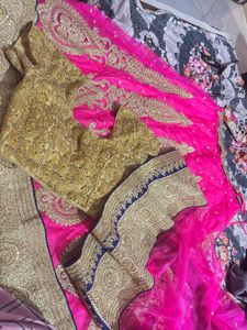 Pink &amp; Gold Embroidered Lehenga