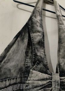 Y2K Vintage Denim Waist Coat Dress