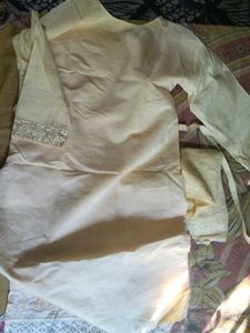Yellow Embroidered Kurti Set With Dupatta