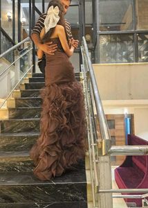 Brown Ruffled Gown I&#39;m Wears This Only For 2 Hrs