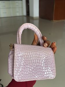 Chic Lilac Croc Embossed Mini Bag w/ Gold Chain