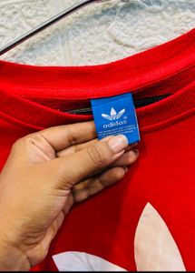 Adidas Red Trefoil Logo Sweatshirt