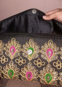 Bag, Handclutch, Clutch, With Gold Embroidery ❤ Can Fit In Lots Of Stuff, Very Handy