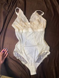 Beige Fitted Bodysuit
