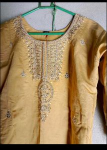 golden color kurti set