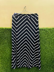 PRINTED A-LINE BLUE STRIPE SKIRT FOR WOMEN