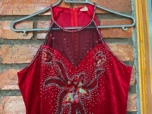 Red Embellished Maxi Dress
