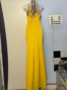 Pintrest Padded Yellow Tail Gown For Wedding Shoot