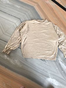 Beige Knit Long Sleeve crop thrifted top