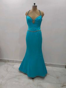 Teal Beaded Mermaid Gown